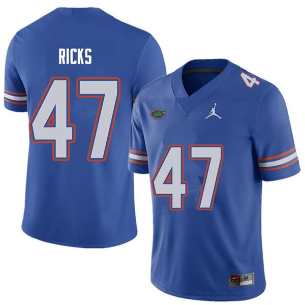 NCAA Florida Gators Isaac Ricks Men's #47 Jordan Brand Royal Stitched Authentic College Football Jersey WQG3764IG